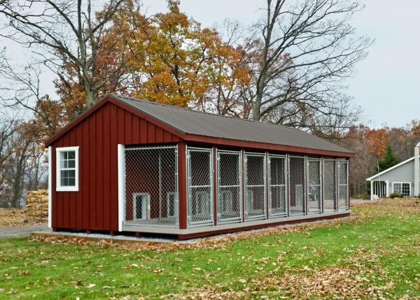 14x32 commercial kennel in red