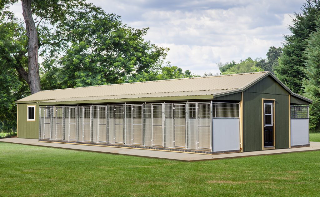 Back view of a 24x60 dog kennel