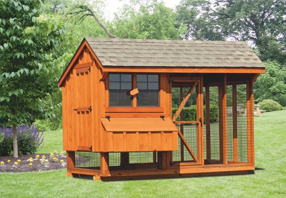Exterior of a 6x10 Quaker Combination chicken coop