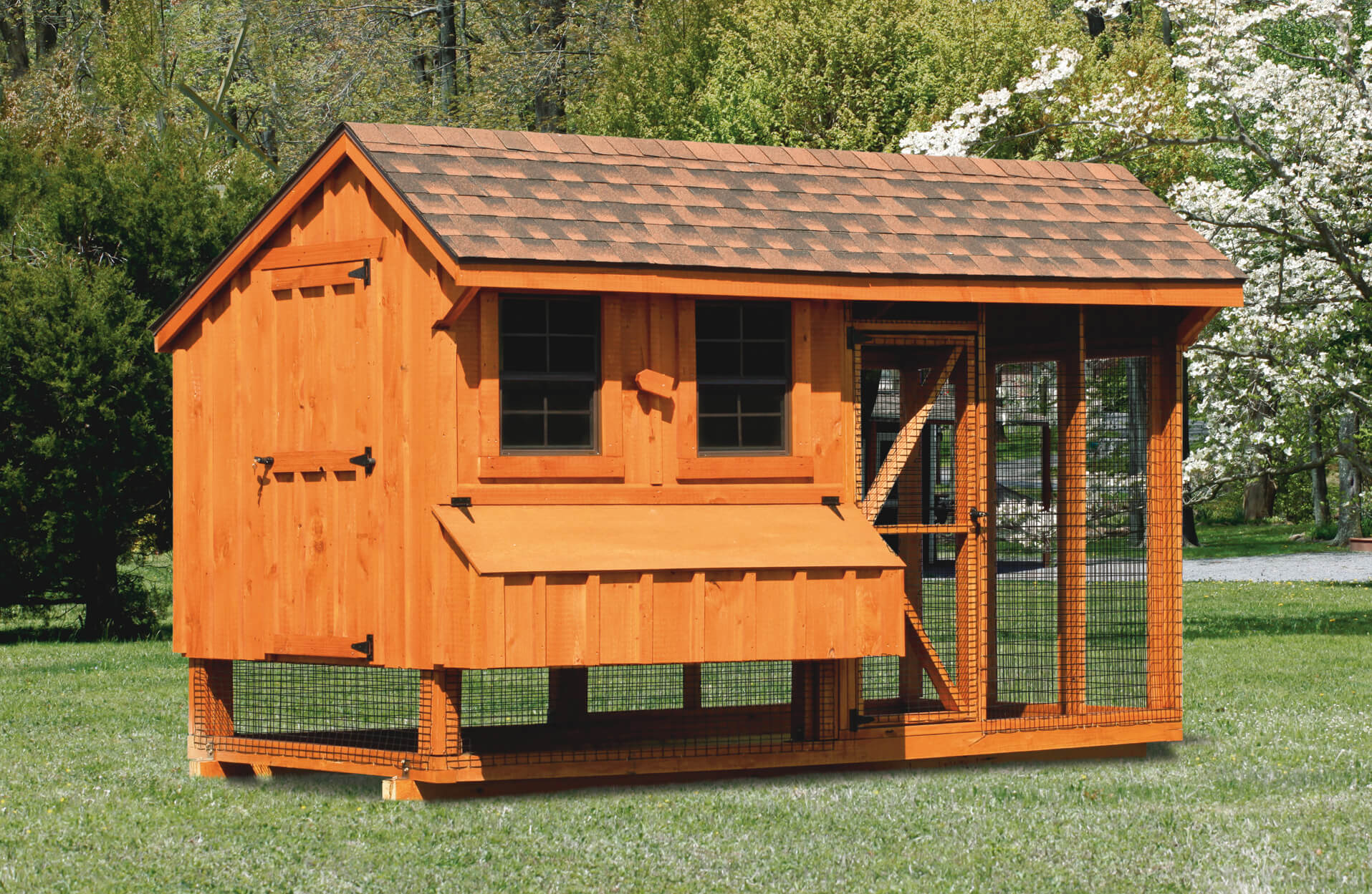 Exterior of a 6x12 Quaker Combination chicken coop