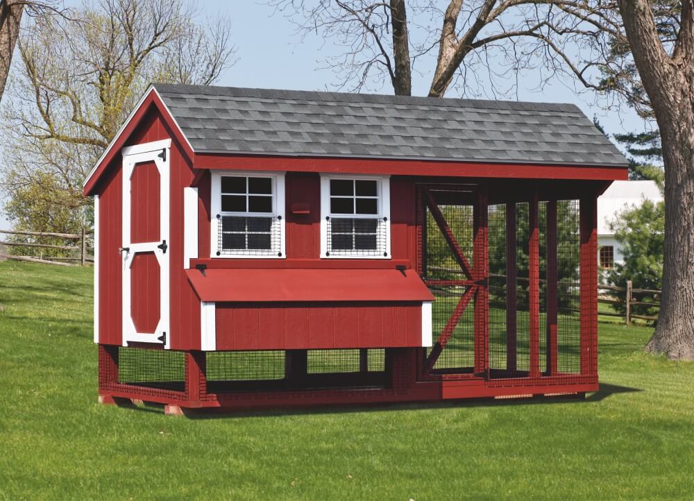 Exterior of a 6x12 Quaker Combination chicken coop