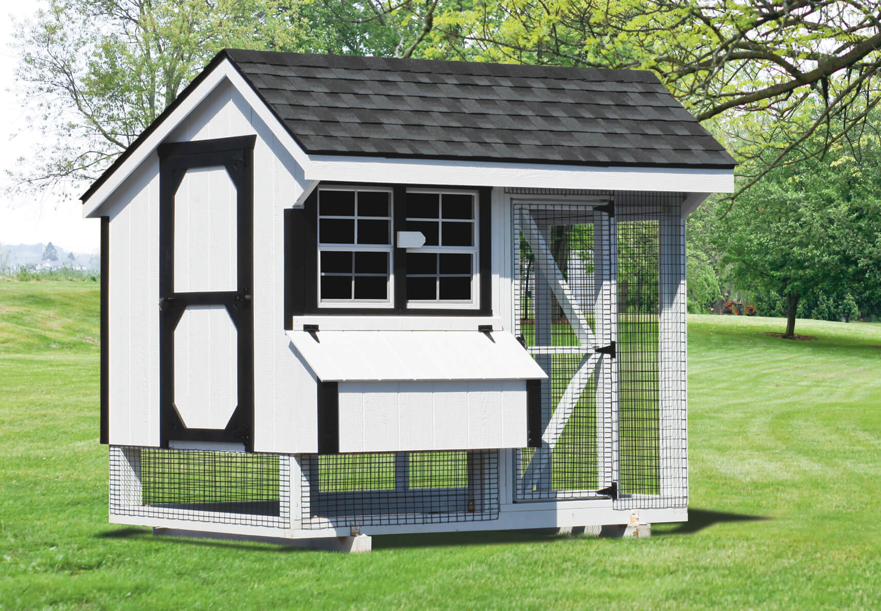 Exterior of a 6x8 Quaker Combination chicken coop