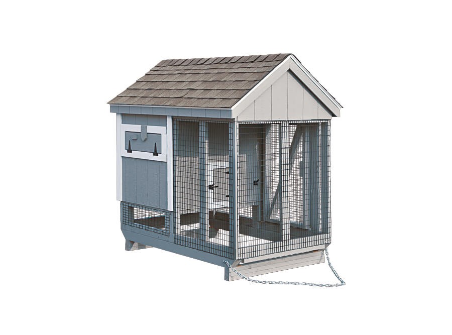 Exterior of a 4x6 A-Frame Combination chicken coop