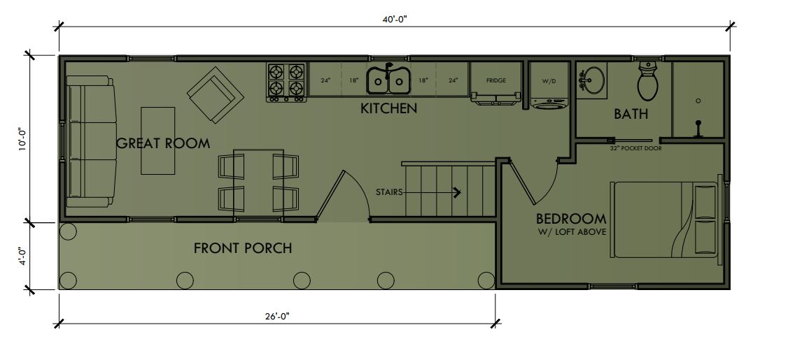 14x40 Bridger Log Cabin floorplan