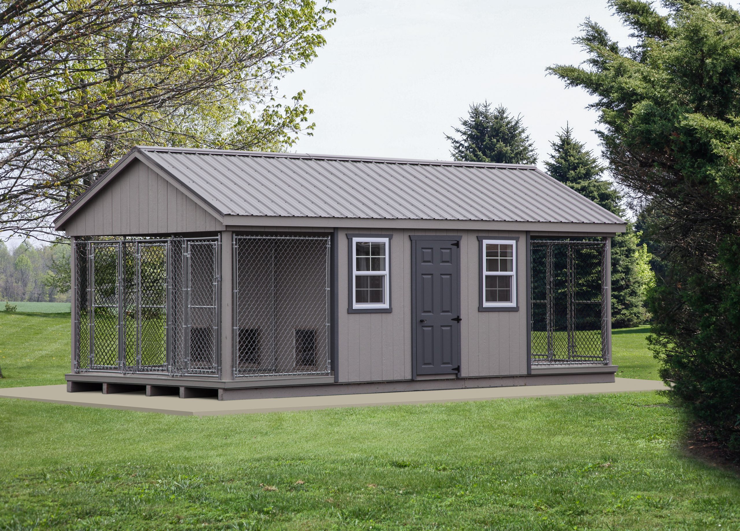 12x24 commercial kennel with 6 dog runs