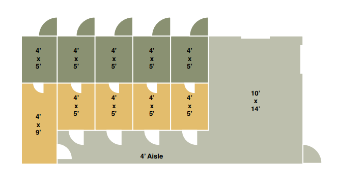 14x30 5-run kennel floor plan