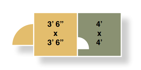 4x8 single capacity residential kennel floor plan