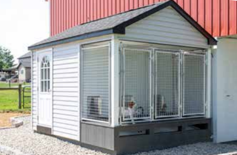 9x12 three run kennel with white siding