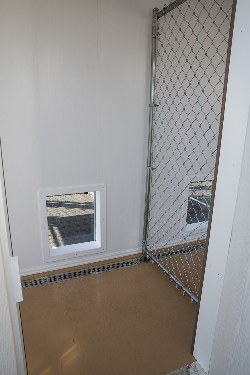Interior of a 10x16 4 capacity kennel