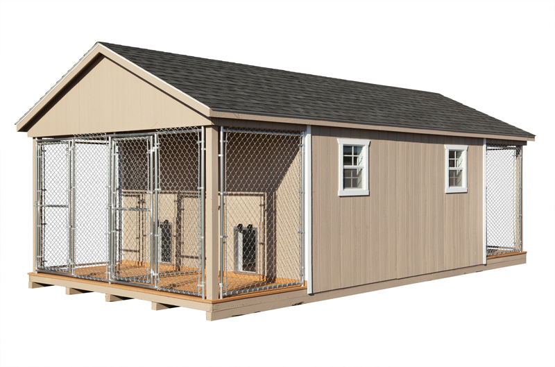 Front view of a 12x24 4-capacity kennel