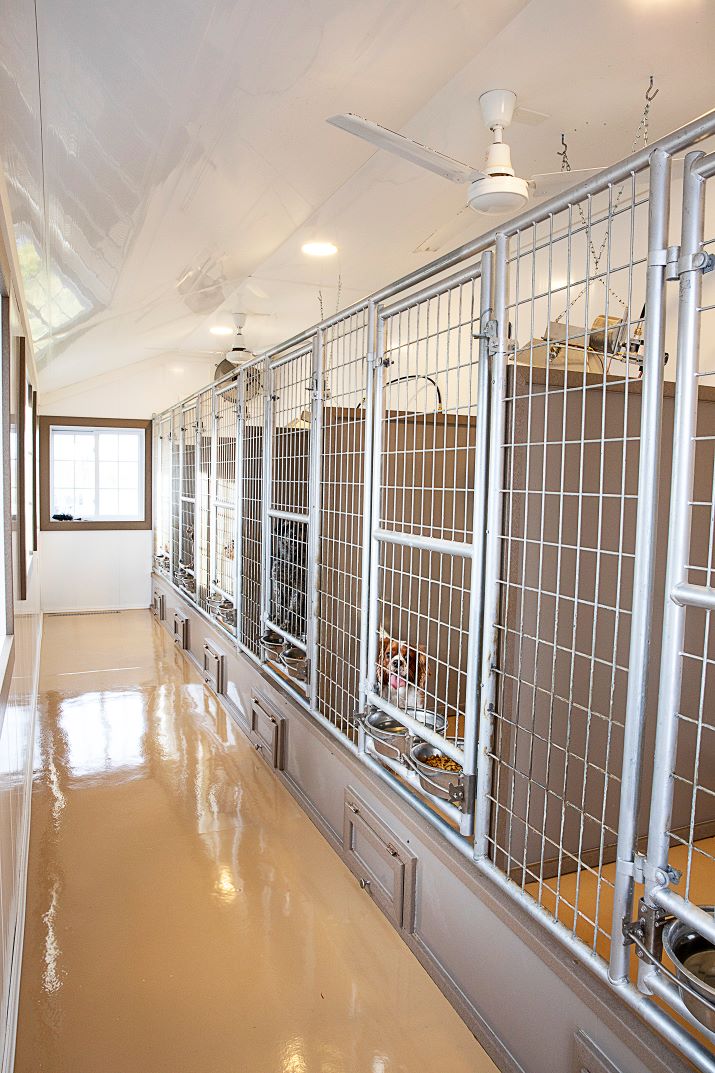Interior of a 14x24 dog kennel