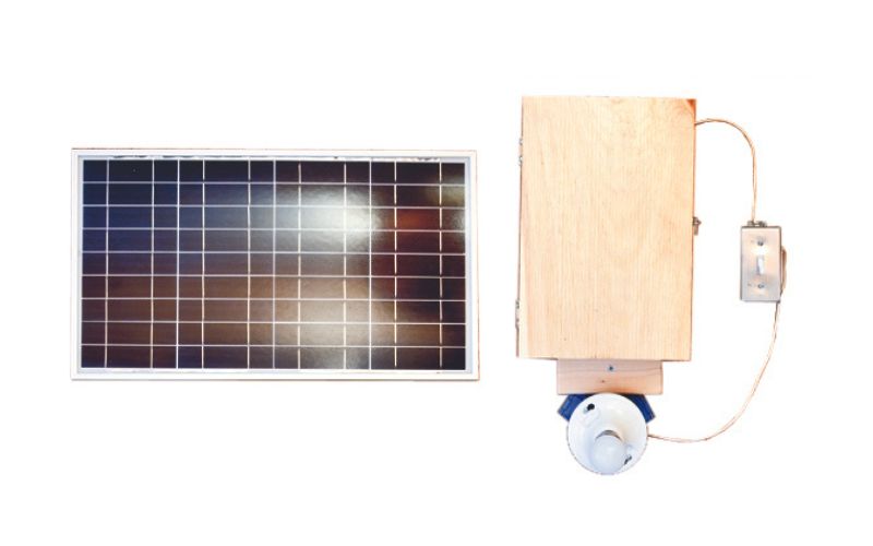 Solar panel with a light and light switch