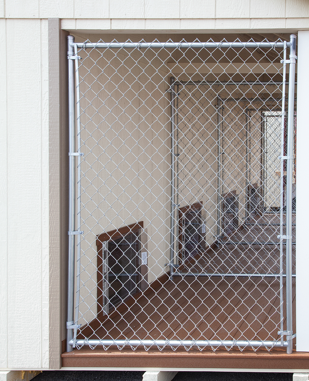 Interior of a 12x16 4 capacity dog kennel