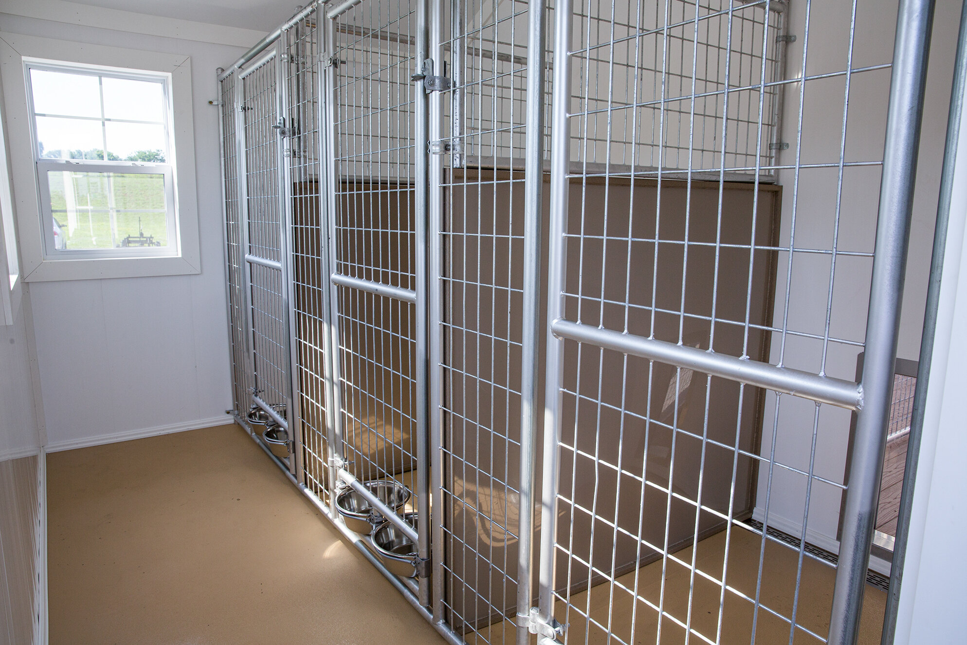 Interior of a 12x18 3 capacity kennel
