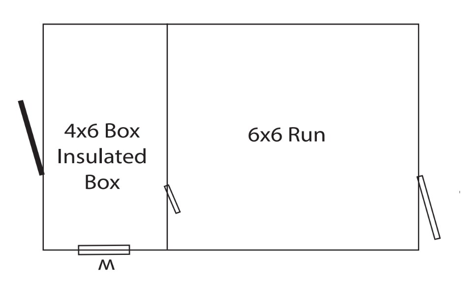 Floorplan of a 6x10 single capacity dog kennel