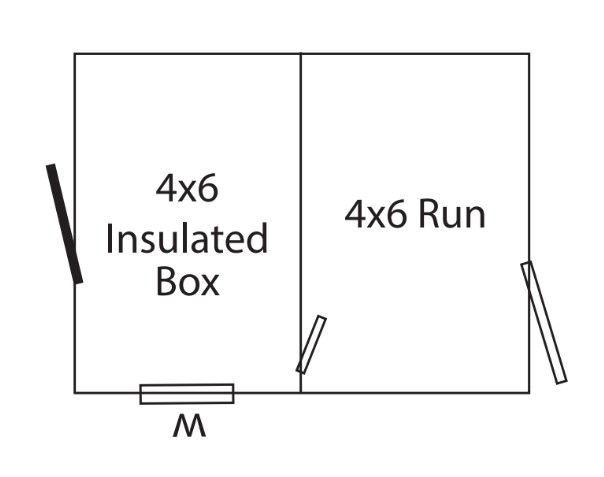Floorplan of a 6x8 single capacity dog kennel