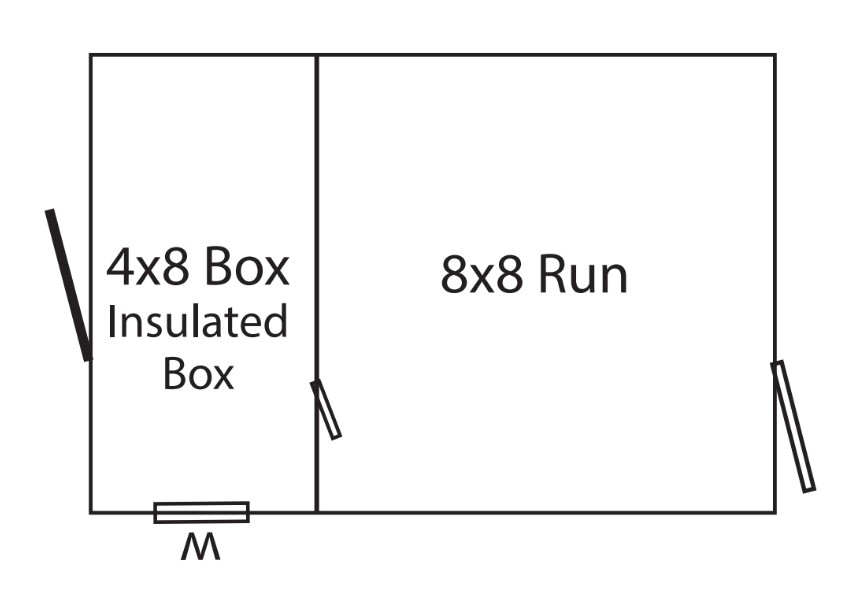 Floorplan of an 8x12 single capacity kennel