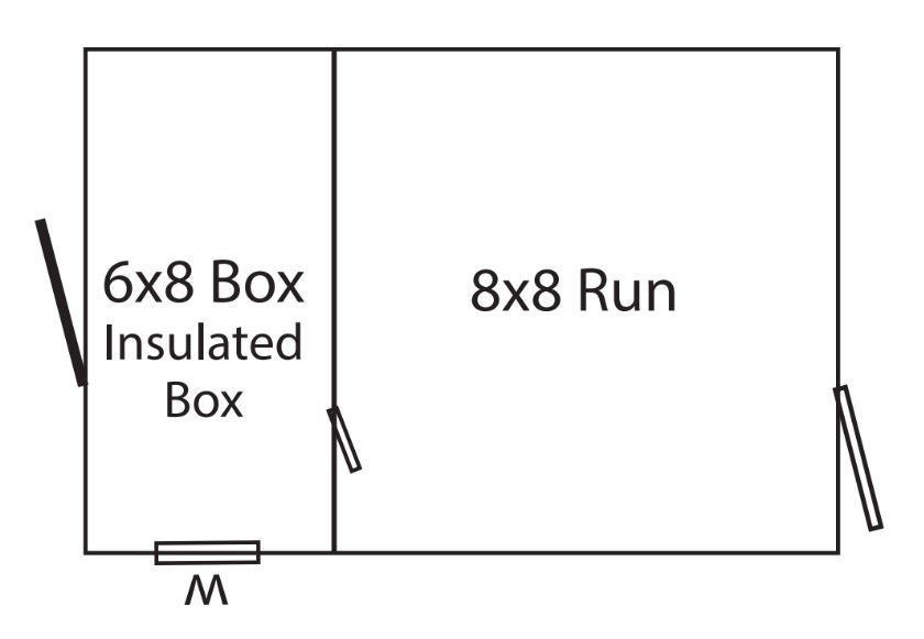 Floorplan of an 8x14 single capacity kennel