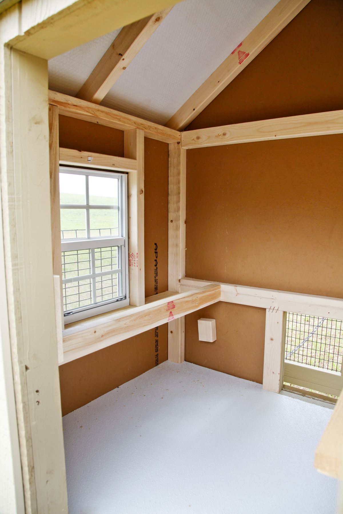 Interior of a 4x6 A-Frame Combination chicken coop