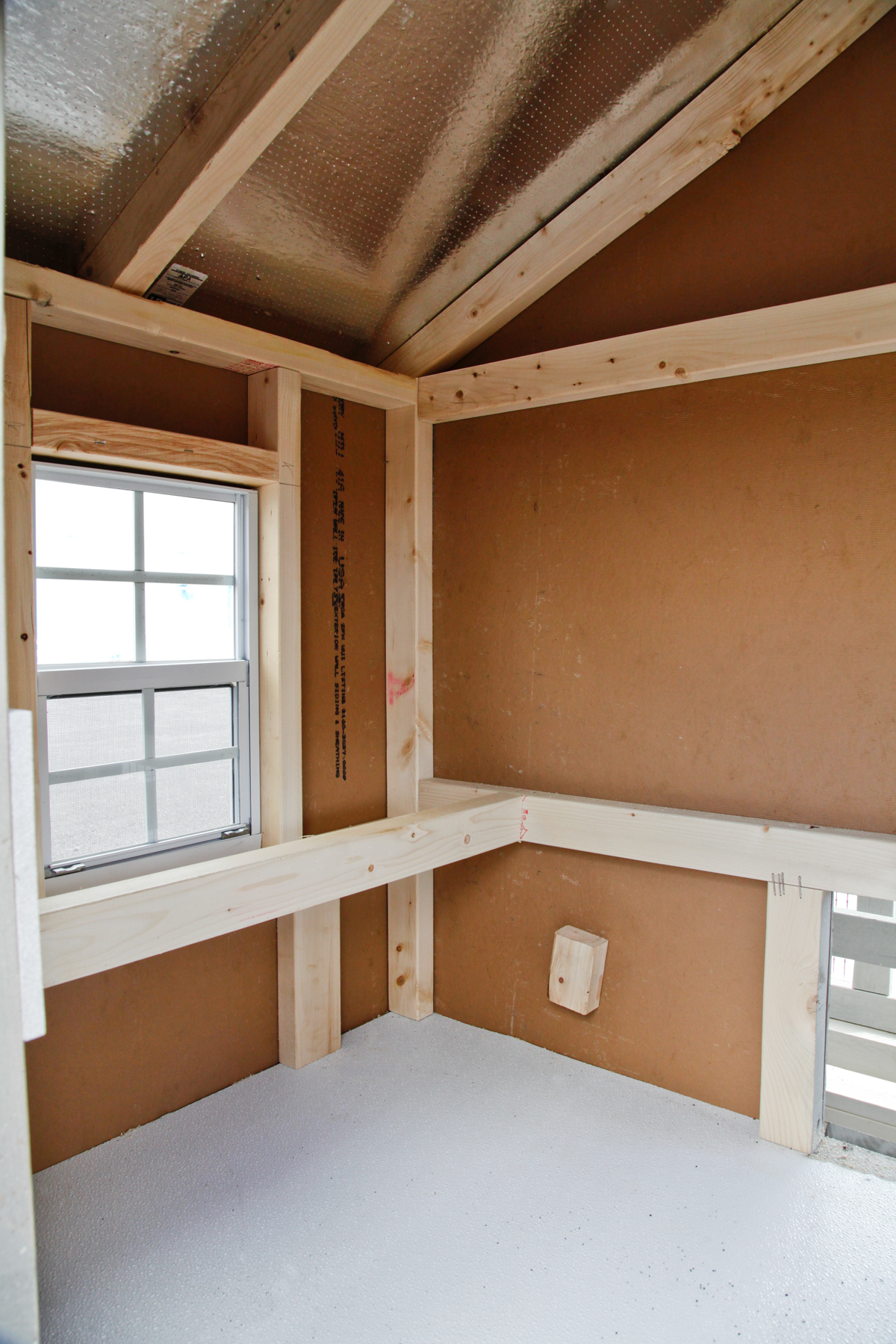 Interior of a 5x7 A-Frame Combination chicken coop