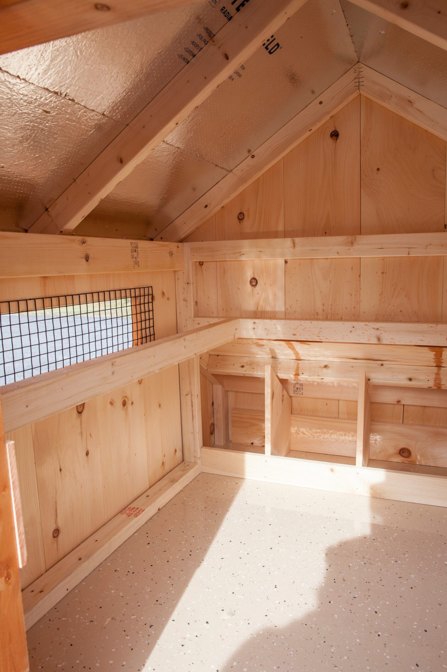 Interior of a 4x4 A-Frame chicken coop