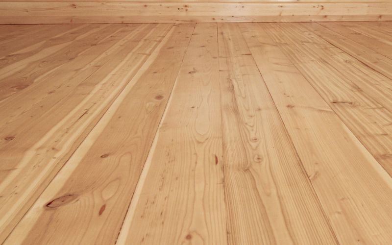 Close up of Fir Tongue and Groove Flooring in a cabin