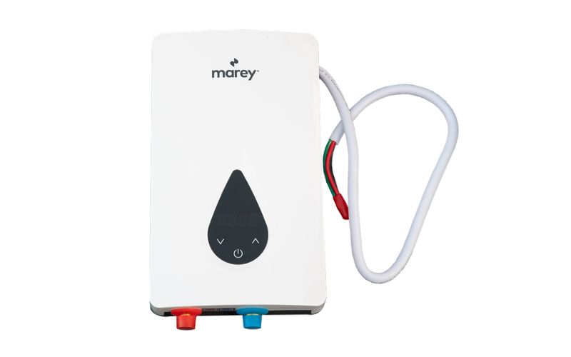 Close up of a Marey tankless electric water heater