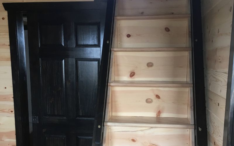 Wooden stairs with built in drawers