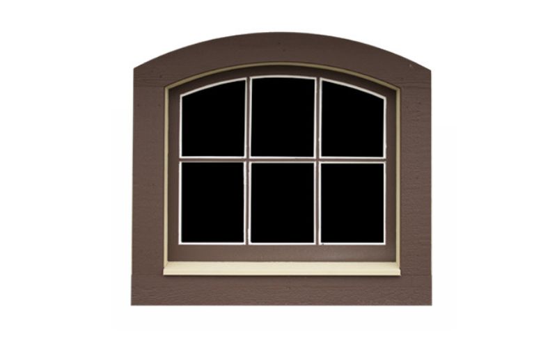 6-Pane Arched Wood Window in brown and beige