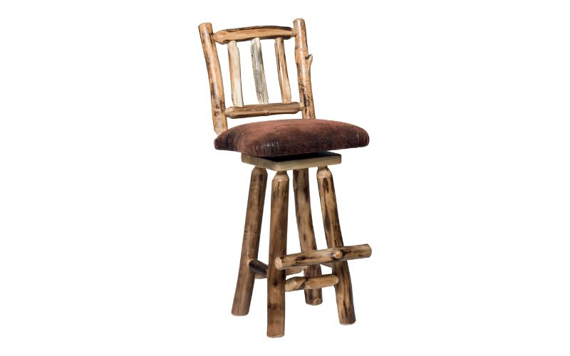 Aspen Collection Barstool with brown padded seat