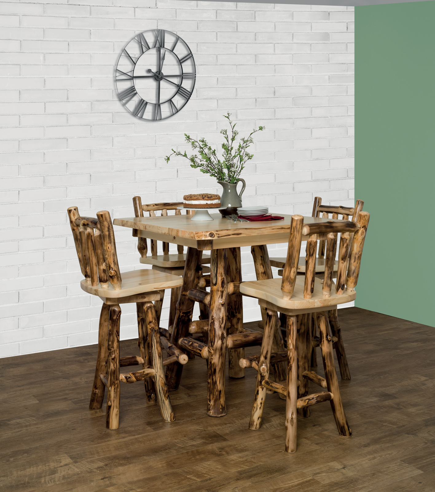 Aspen Collection Pub Table Set with 4 chairs and a table