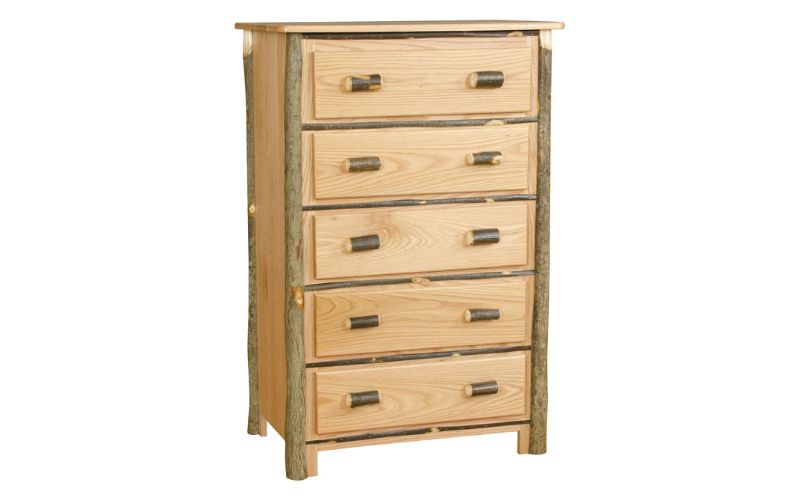 Hickory Collection 5 Drawer tall Chest made with real wood
