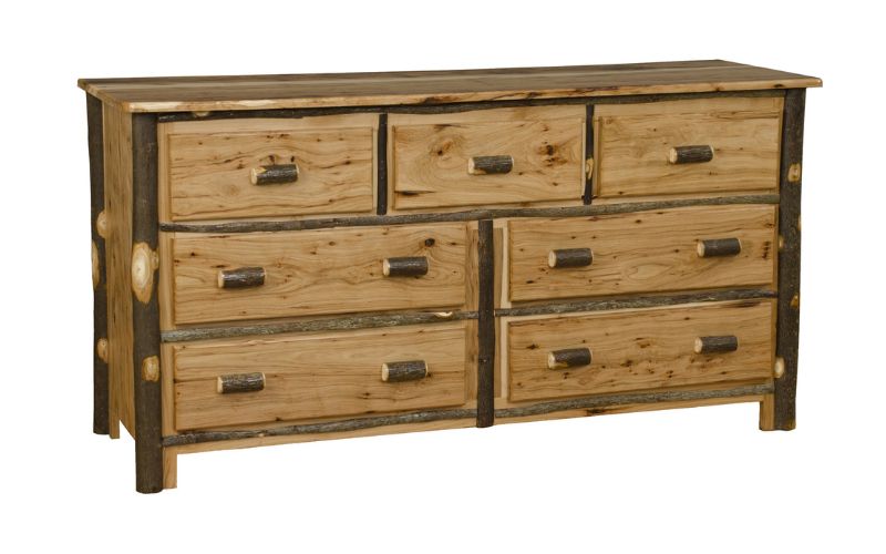 Hickory Collection 7 Drawer wide Dresser made with real wood