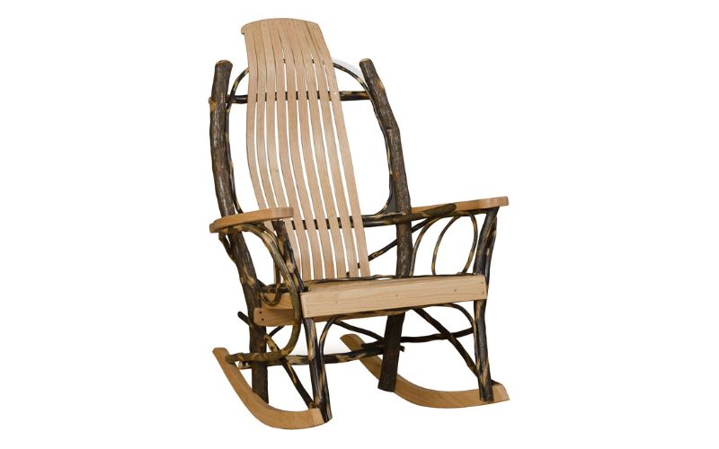 Hickory Collection 9-Slat Rocker made from hickory wood