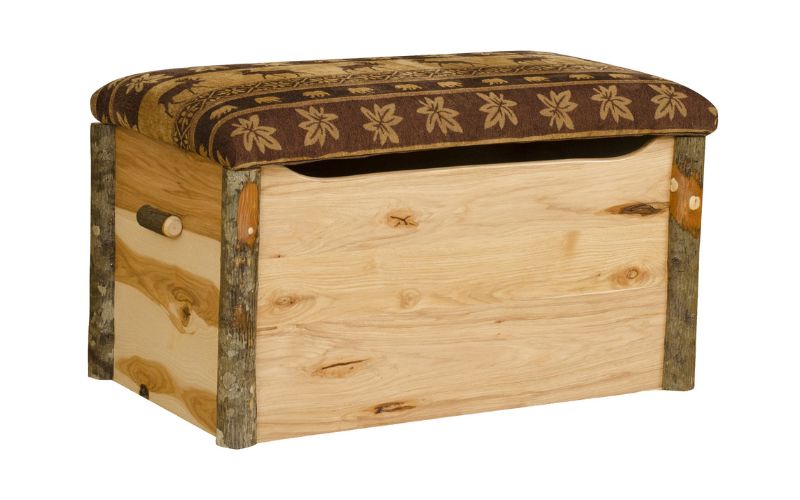 Hickory Collection Blanket Chest with a padded cushion