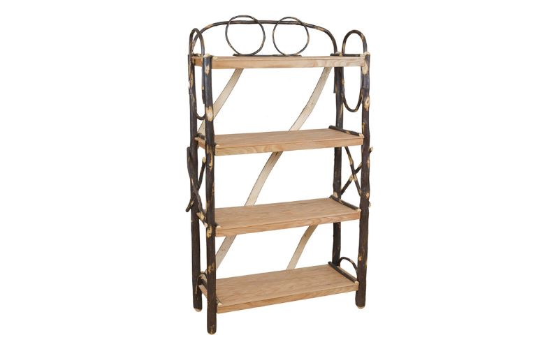 Hickory Collection Bookshelf with 4 shelves and decorative twigs