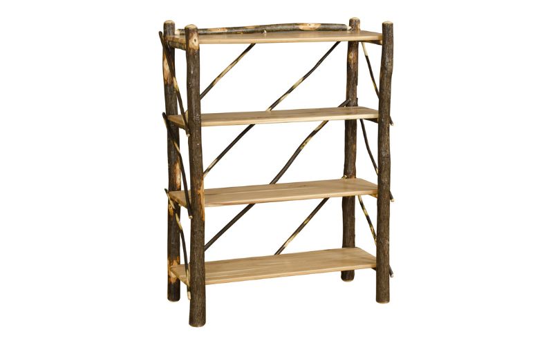 Hickory Collection Bookshelf with 4 shelves and wood accents