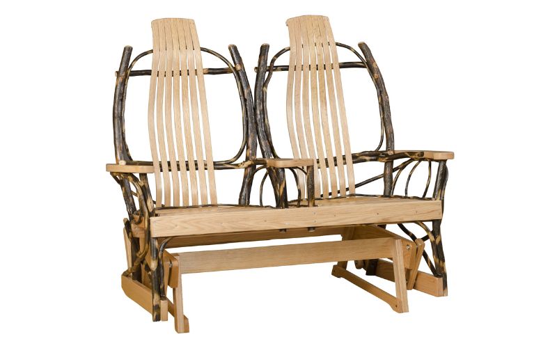 Hickory Collection Double Glider with 2 seats and a center arm