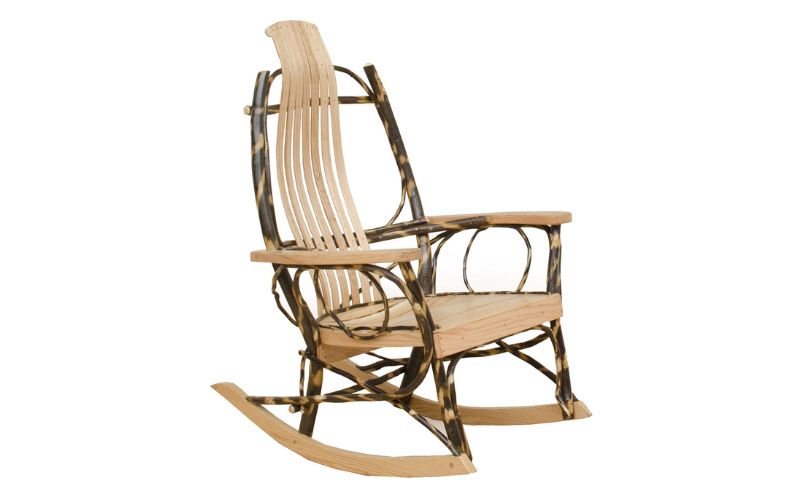 Hickory Collection Flat Arm Rocker made with hickory wood