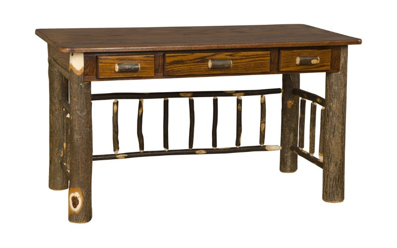 Hickory Collection Foreman Desk with 3 drawers and wood legs