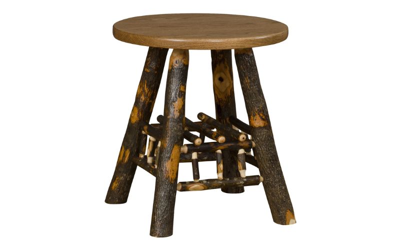 Stool made with wood and tree branch accents