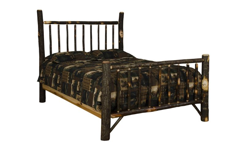 Hickory Collection Mission Bed with forest pattern bedding