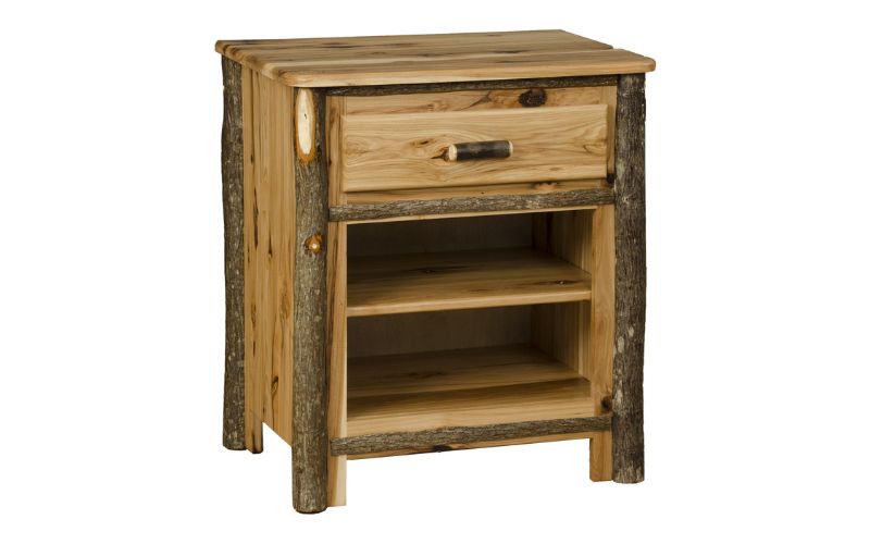 Hickory Collection Nightstand with 1 Drawer and 2 Shelves
