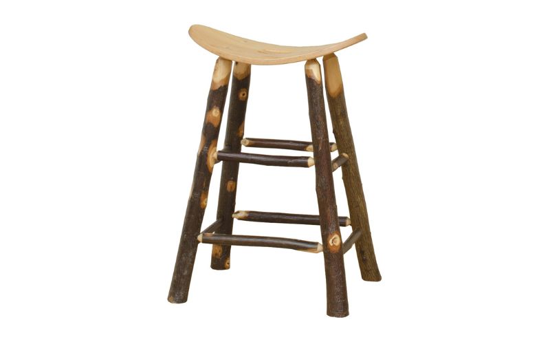 Saddle stool seat with a branch base