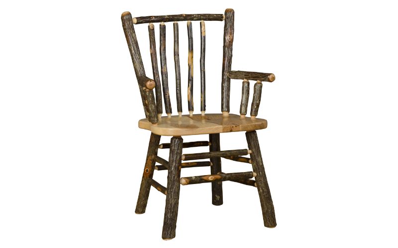 Dining arm chair with a stick back and real wood
