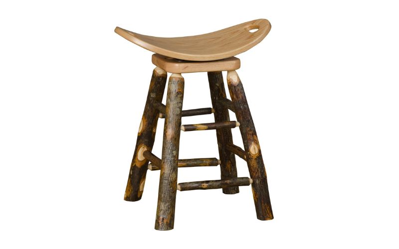 Swivel saddle stool seat with a branch base