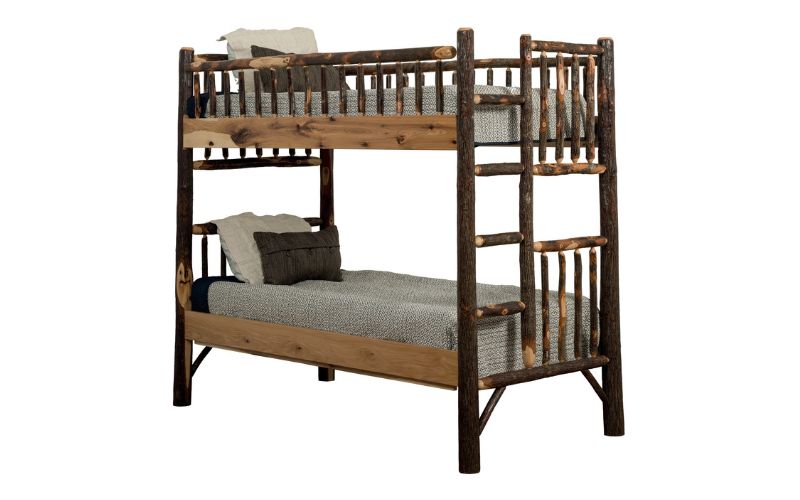 Hickory Collection Twin-Over-Twin Bunk Beds with a built-in ladder