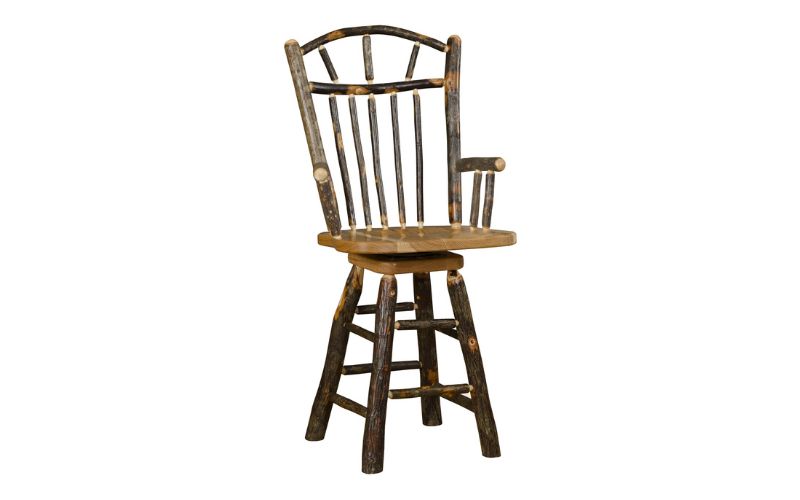 Barstool with a wagon wheel design and arm rests
