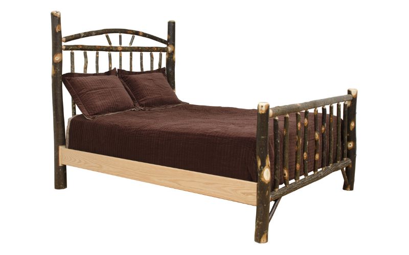 Hickory Collection Wagon Wheel Bed with real wood and burgundy bedding
