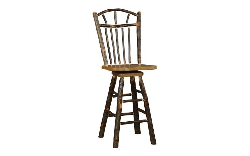 Side barstool with a wagon wheel design and real wood